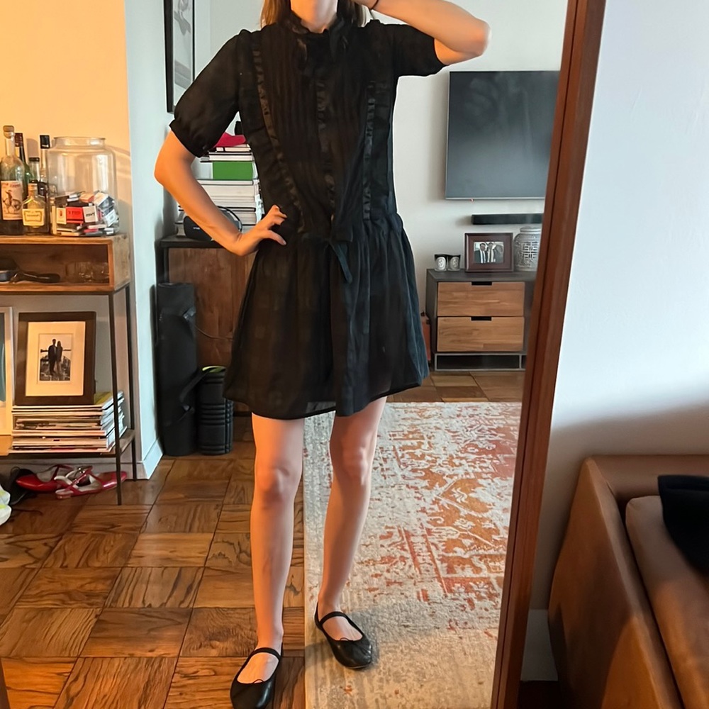 Vintage green plaid dress with ruffled collar size S